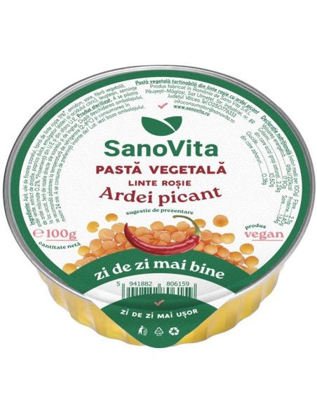 PASTĂ VEGETALĂ DIN LINTE ROȘIE CU ARDEI PICANT 100G