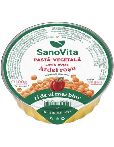 PASTĂ VEGETALĂ DIN LINTE ROȘIE CU ARDEI 100G