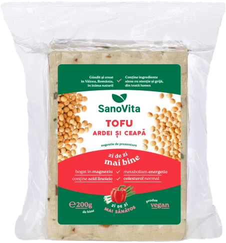 Tofu cu ardei și ceapă sterilizat
