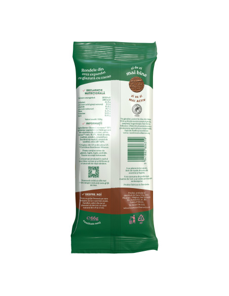 RONDELE DIN OREZ CU GLAZURĂ DE CACAO 66G