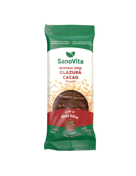 RONDELE DIN OREZ CU GLAZURĂ DE CACAO FĂRĂ ZAHĂR (XYLITOL) 66G