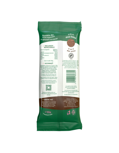 RONDELE DIN GRÂU CU GLAZURĂ DE CACAO 66G