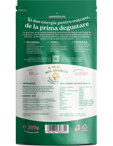 SEMINȚE DE CÂNEPĂ DECORTICATE 200G