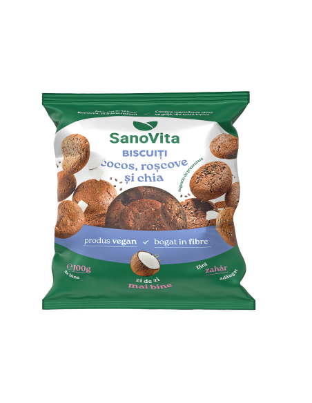 BISCUIȚI COCOS, ROȘCOVE ȘI CHIA 100G
