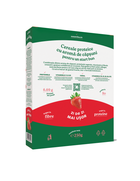 CEREALE PROTEICE CU CĂPȘUNI 250G