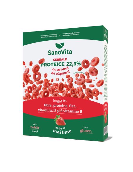 CEREALE PROTEICE CU CĂPȘUNI 250G