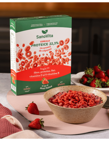 CEREALE PROTEICE CU CĂPȘUNI 250G