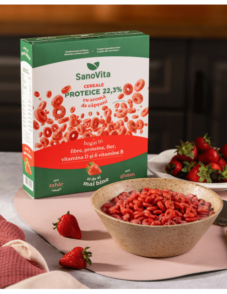 CEREALE PROTEICE CU CĂPȘUNI 250G