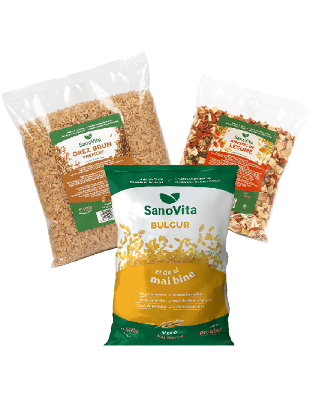Pachet produse SanoVita la preț avantajos: orez, bulgur și amestec legume